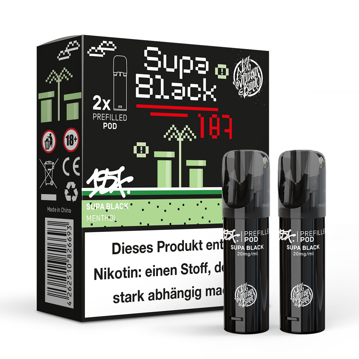 187 Prefilled Pod 2er Pack 20mg Nikotin Supa Black