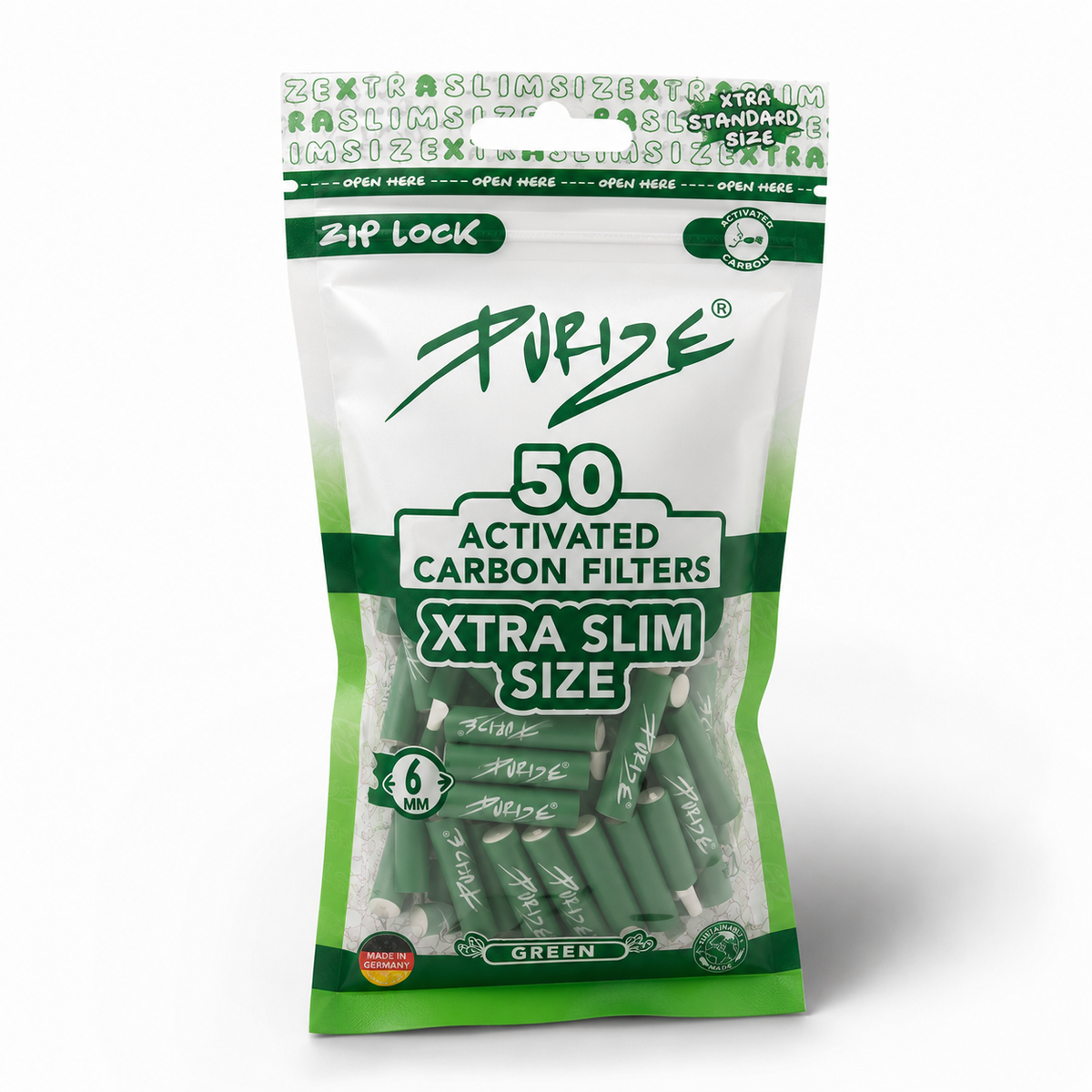 PURIZE AKTIVKOHLEFILTER 50 XTRA Slim Size - Green (Einführungspreis)