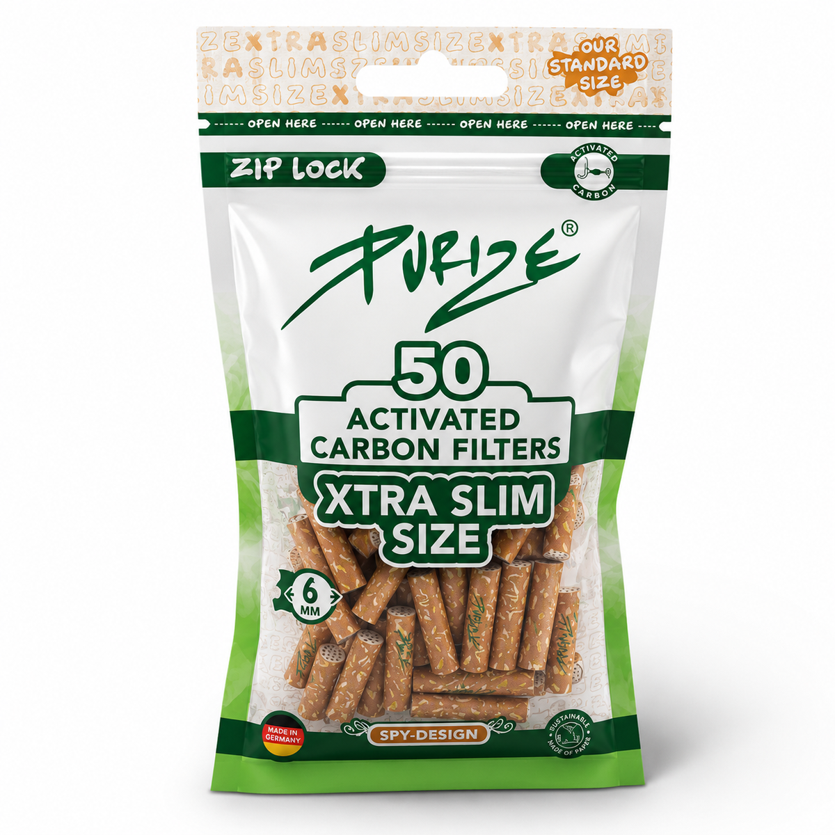 PURIZE AKTIVKOHLEFILTER 50 XTRA Slim Size - Spy (Einführungspreis)