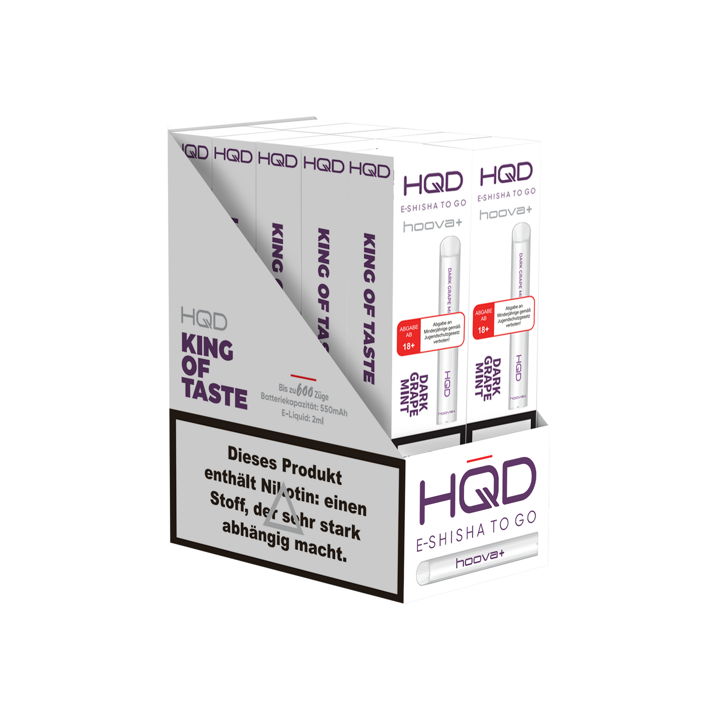 E-Zigarette HQD HOOVA+ Dark Grape Mint 18mg Nikotin 600