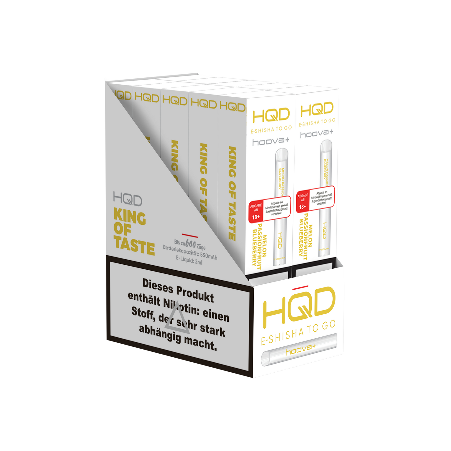 E-Zigarette HQD HOOVA+ Melon Passionfruit Blueberry 18mg Nikotin 600