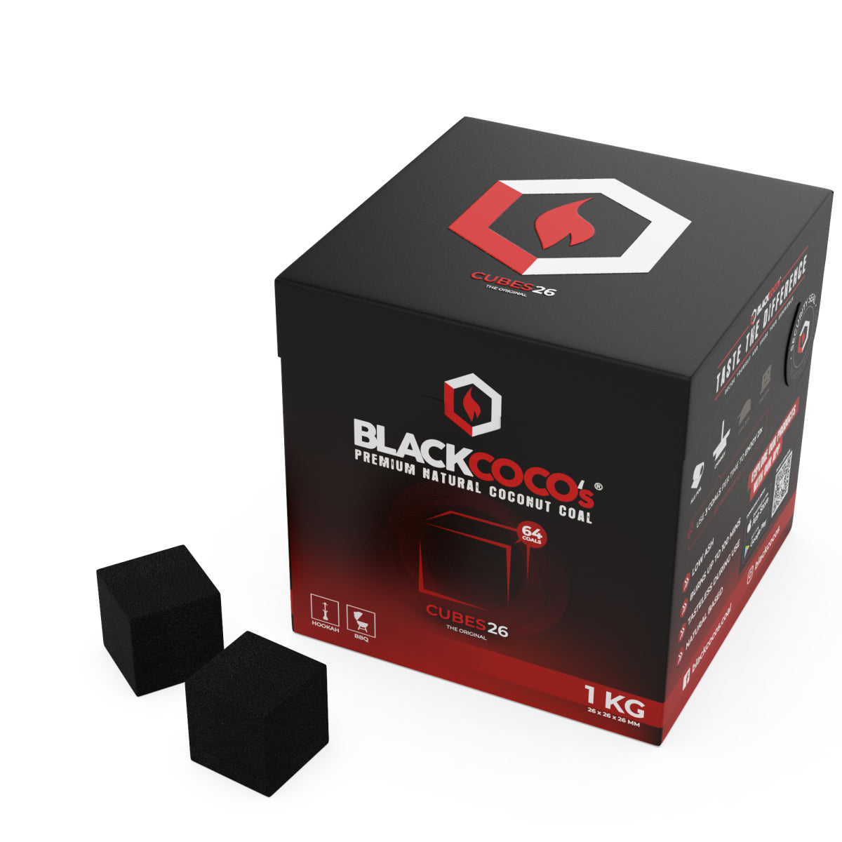 BLACKCOCO's CUBES26 Shisha Kohle 1kg (20er Karton)