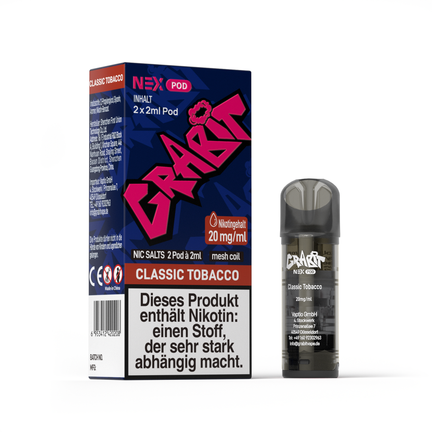 Grabit Nex Pod Classic Tobacco 20mg Nikotin 800