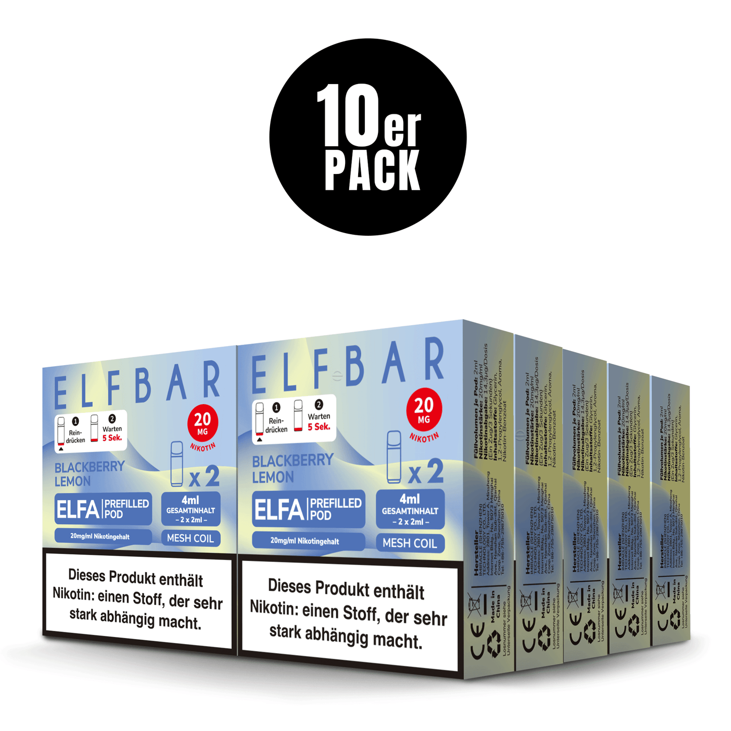 Elfbar Prefilled Pod ELFA Blackberry Lemon 20mg Nikotin 600