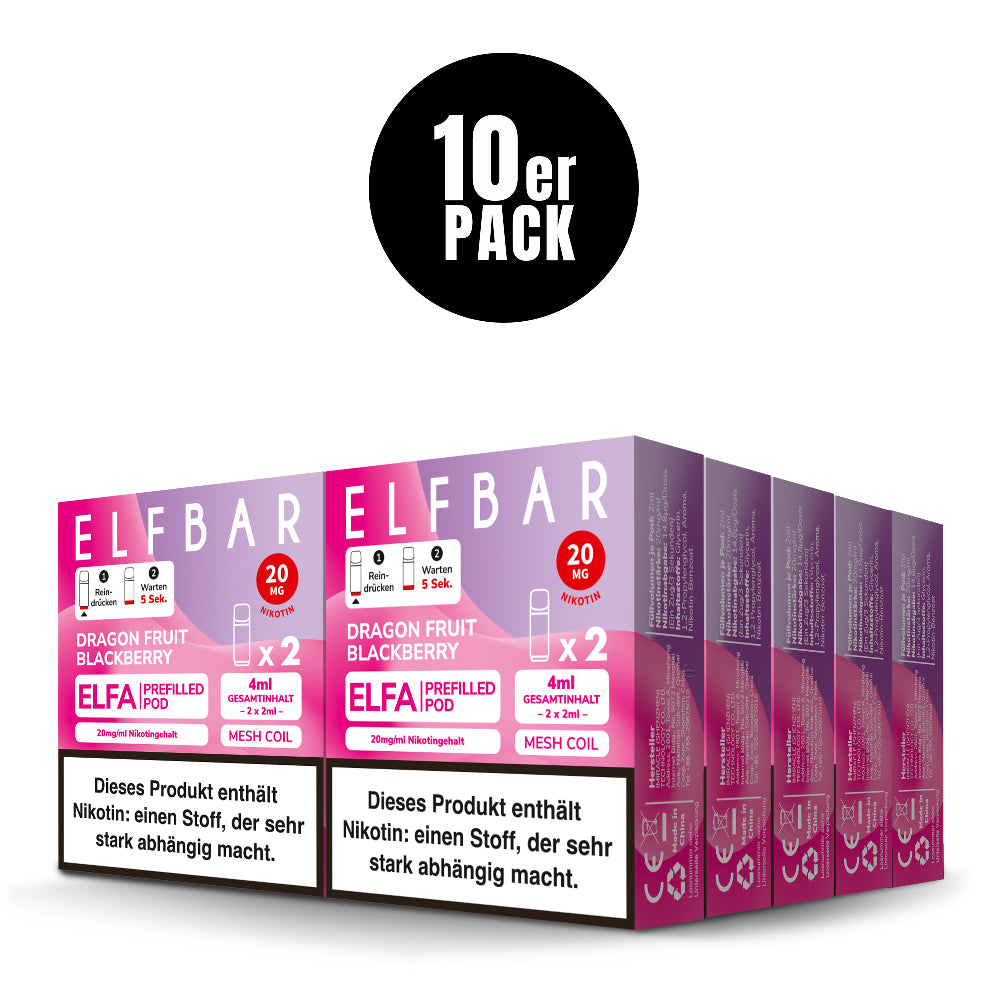 Elfbar Prefilled Pod ELFA Dragon Fruit Blackberry 20mg Nikotin 600