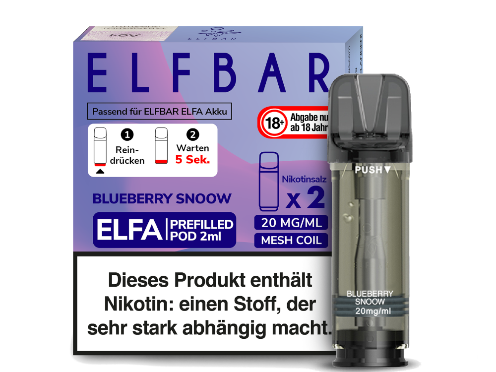 Elfbar Prefilled Pod ELFA Blueberry Snoow 20mg Nikotin 600