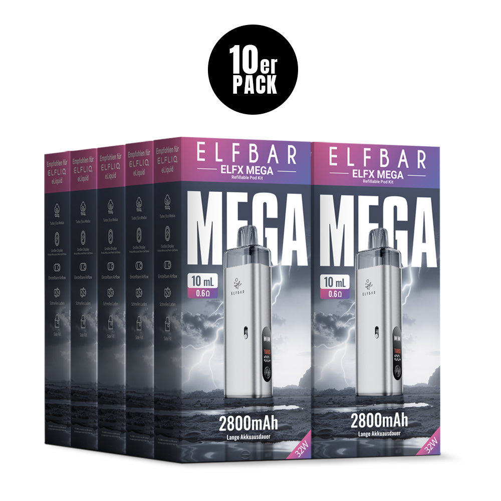 Elfbar ELFX MEGA Refillable Pod Kit 0.6 Ohm Silver