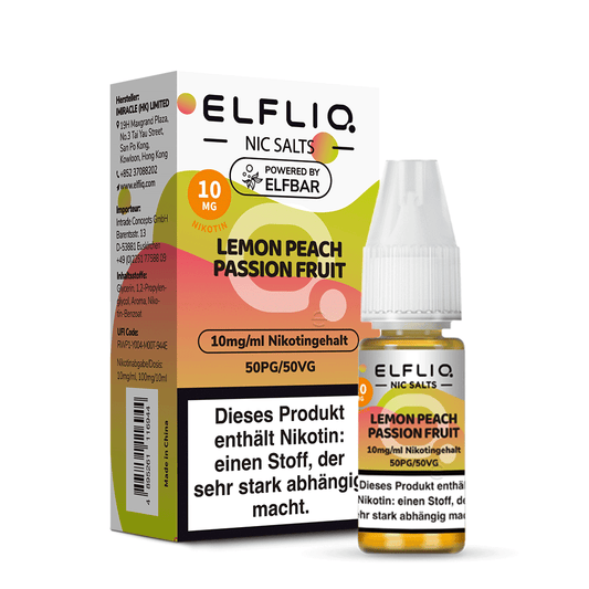 Elfbar ELFLIQ 10mg/ml Nikotinsalz Liquid Lemon Peach Passion Fruit