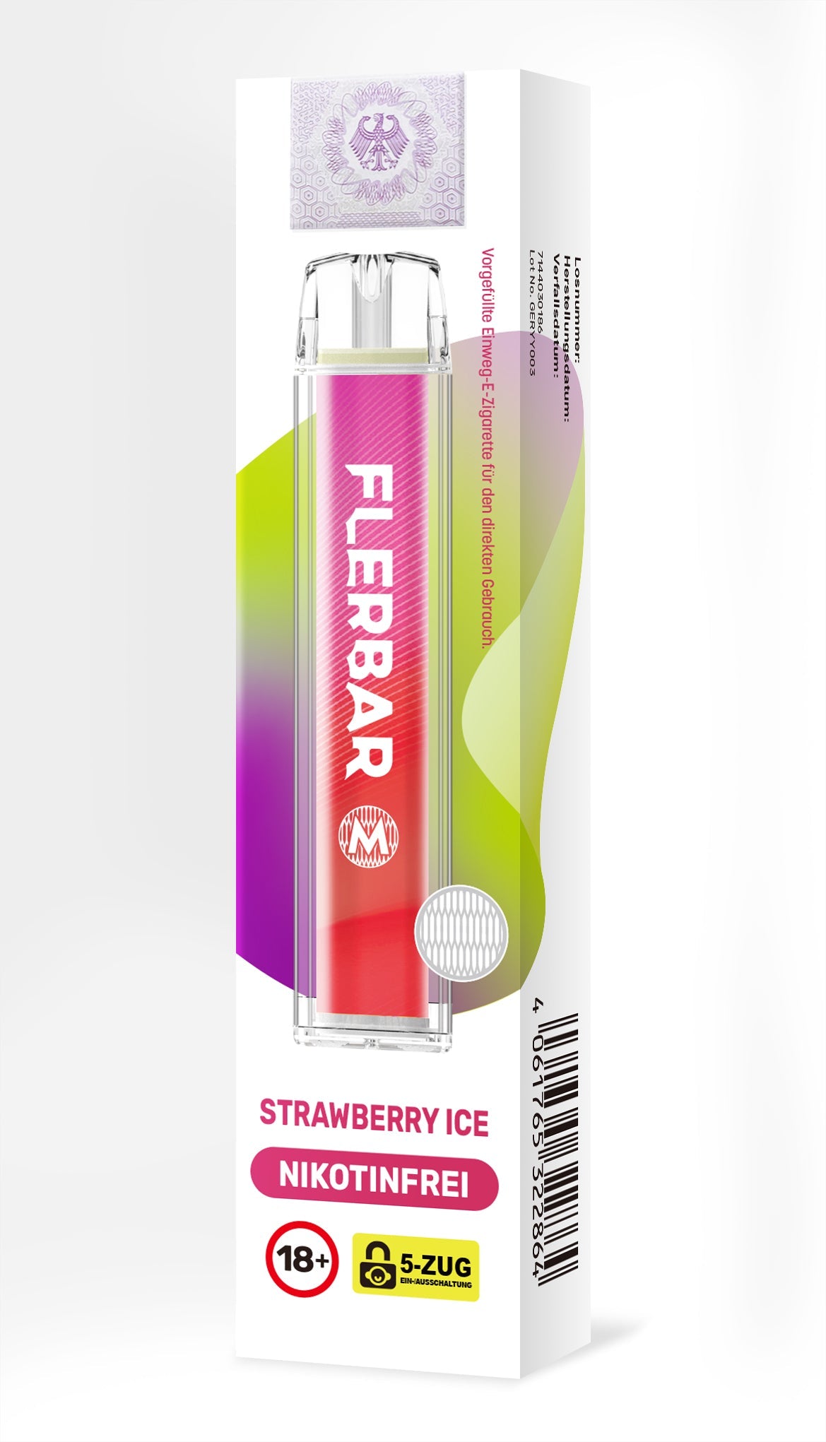 E-Zigarette Flerbar Strawberry Ice 0mg Nikotinfrei 600