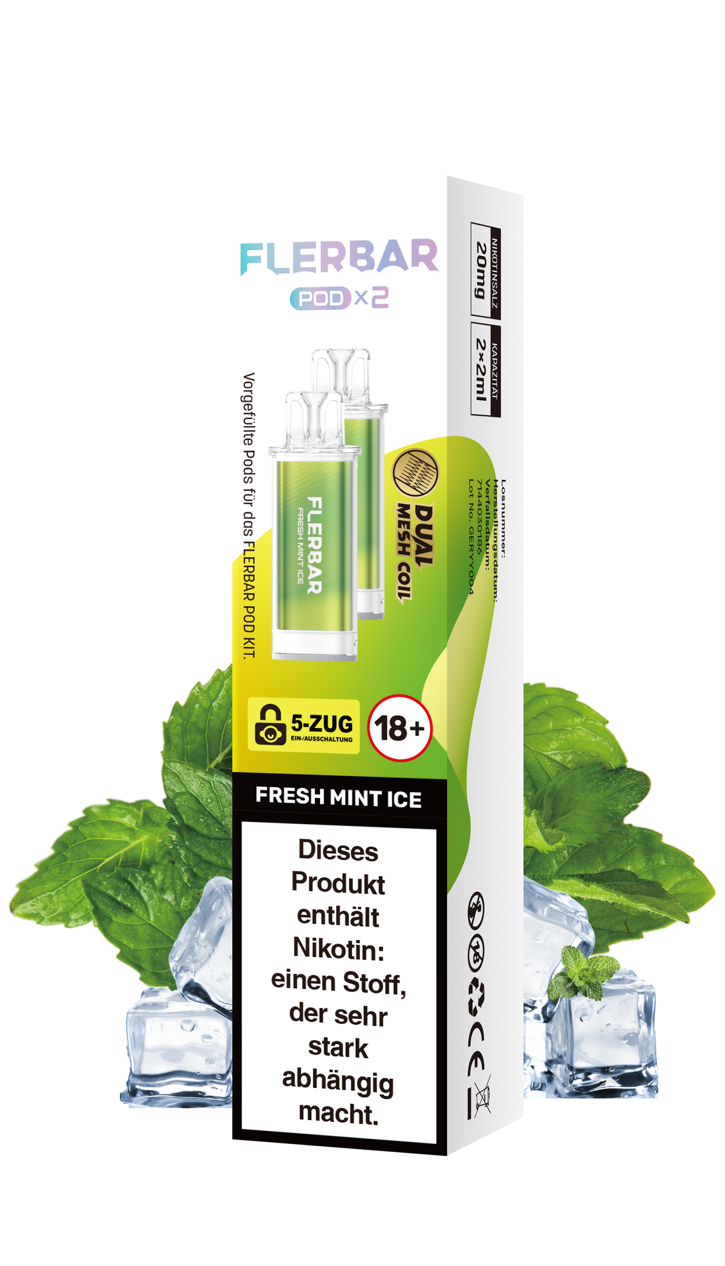 Flerbar Prefilled Pod Fresh Mint Ice 20mg Nikotin 600