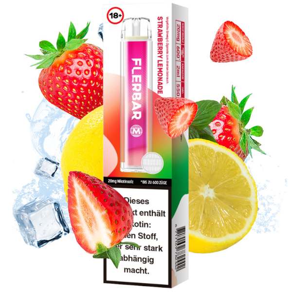 E-Zigarette Flerbar Strawberry Lemonade 20mg Nikotin 600