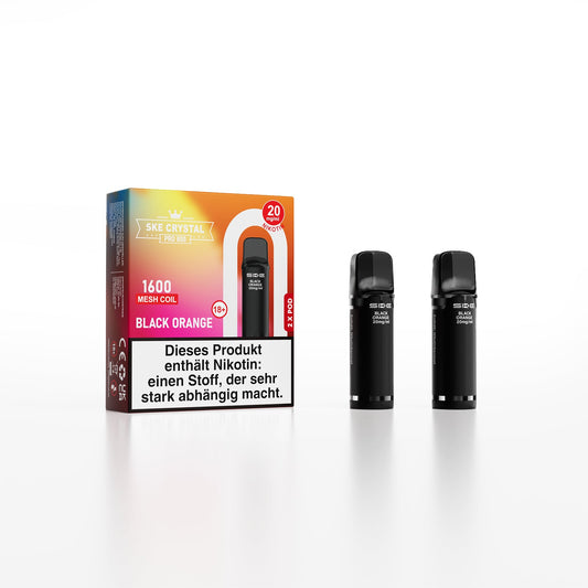 SKE Crystal 800 Pro Pod 2er Pack 20mg Nikotin Black Orange