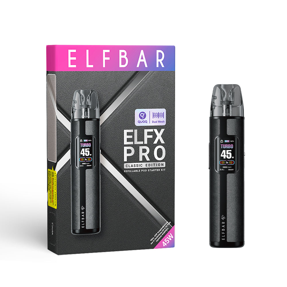 Elfbar ELFX PRO Classic Edition Refillable Dual Mesh Pod Kit BLACK 1×2 (0.6O/ 0.8O)