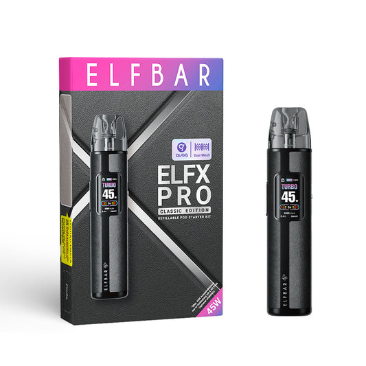 Elfbar ELFX PRO Classic Edition Refillable Dual Mesh Pod Kit BLACK 1×2 (0.6O/ 0.8O)