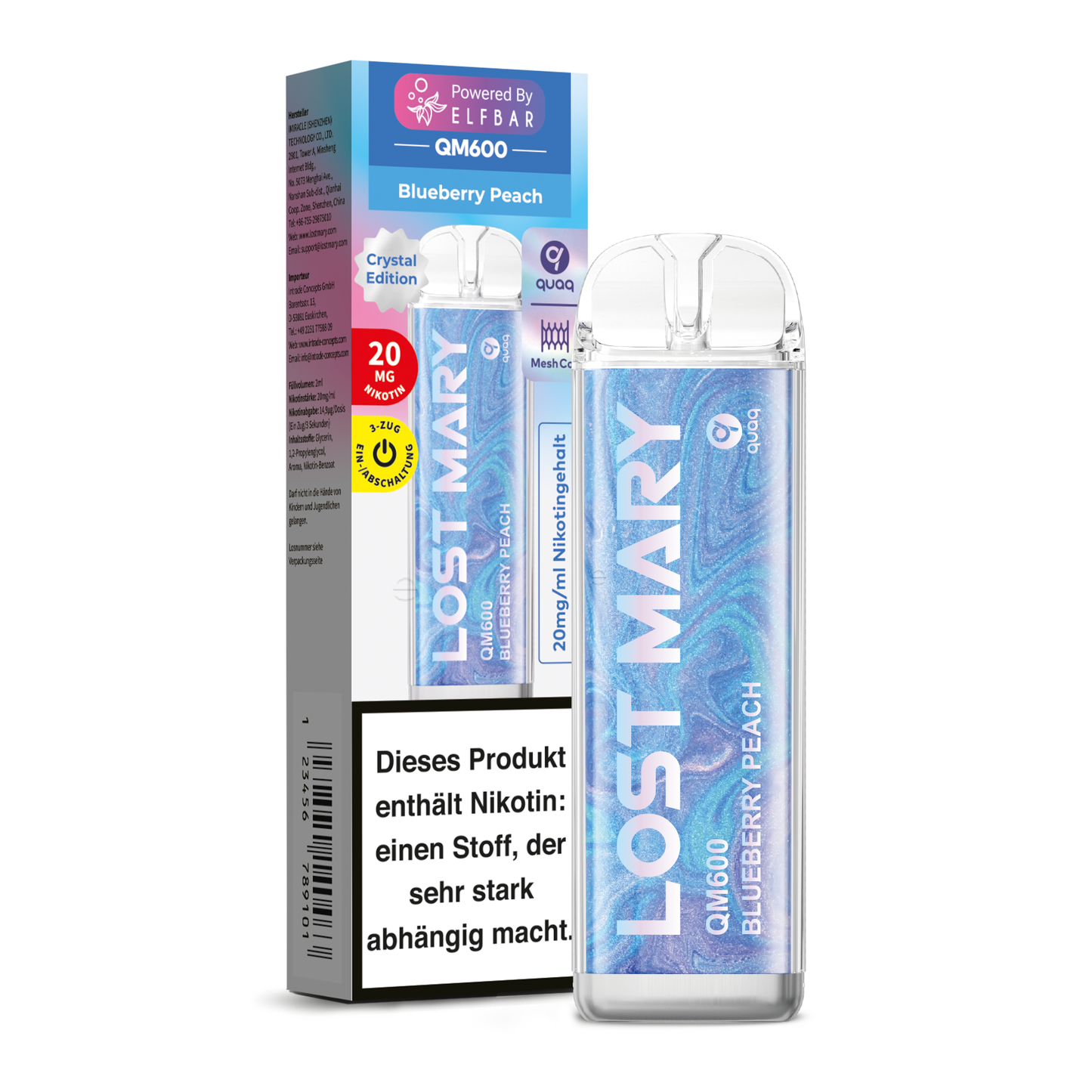 E-Zigarette Elf Bar Lost Mary QM600 CP Blueberry Peach 20mg Nikotin  ***NEU***