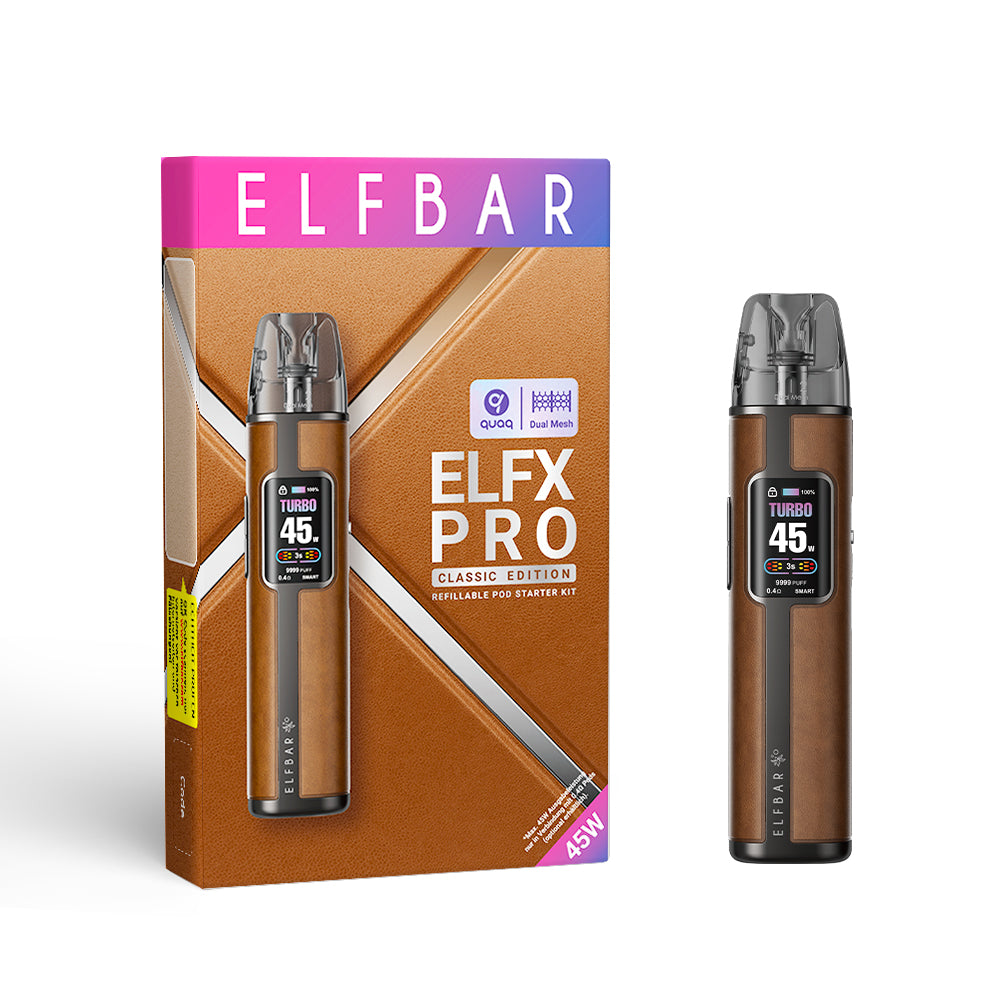 Elfbar ELFX PRO Classic Edition Refillable Dual Mesh Pod Kit COWBOY BROWN 1×2 (0.6O/ 0.8O)
