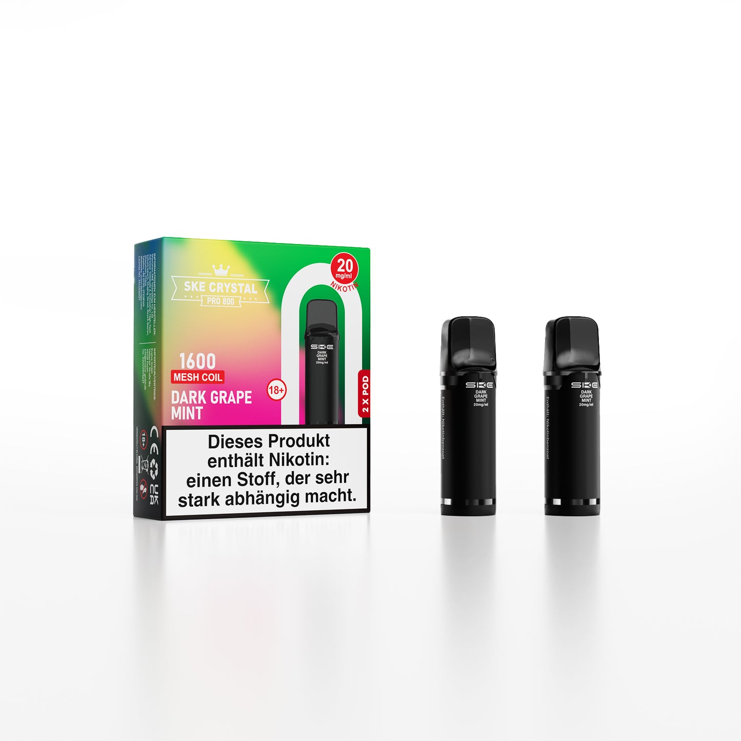 SKE Crystal 800 Pro Pod 2er Pack 20mg Nikotin Dark Grape Mint