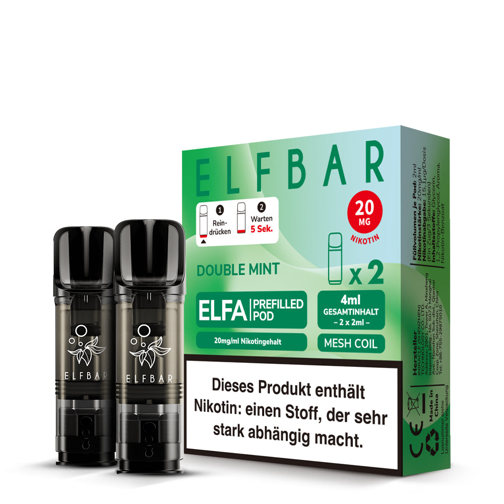 Elfbar Prefilled Pod ELFA Double Mint 20mg Nikotin 600