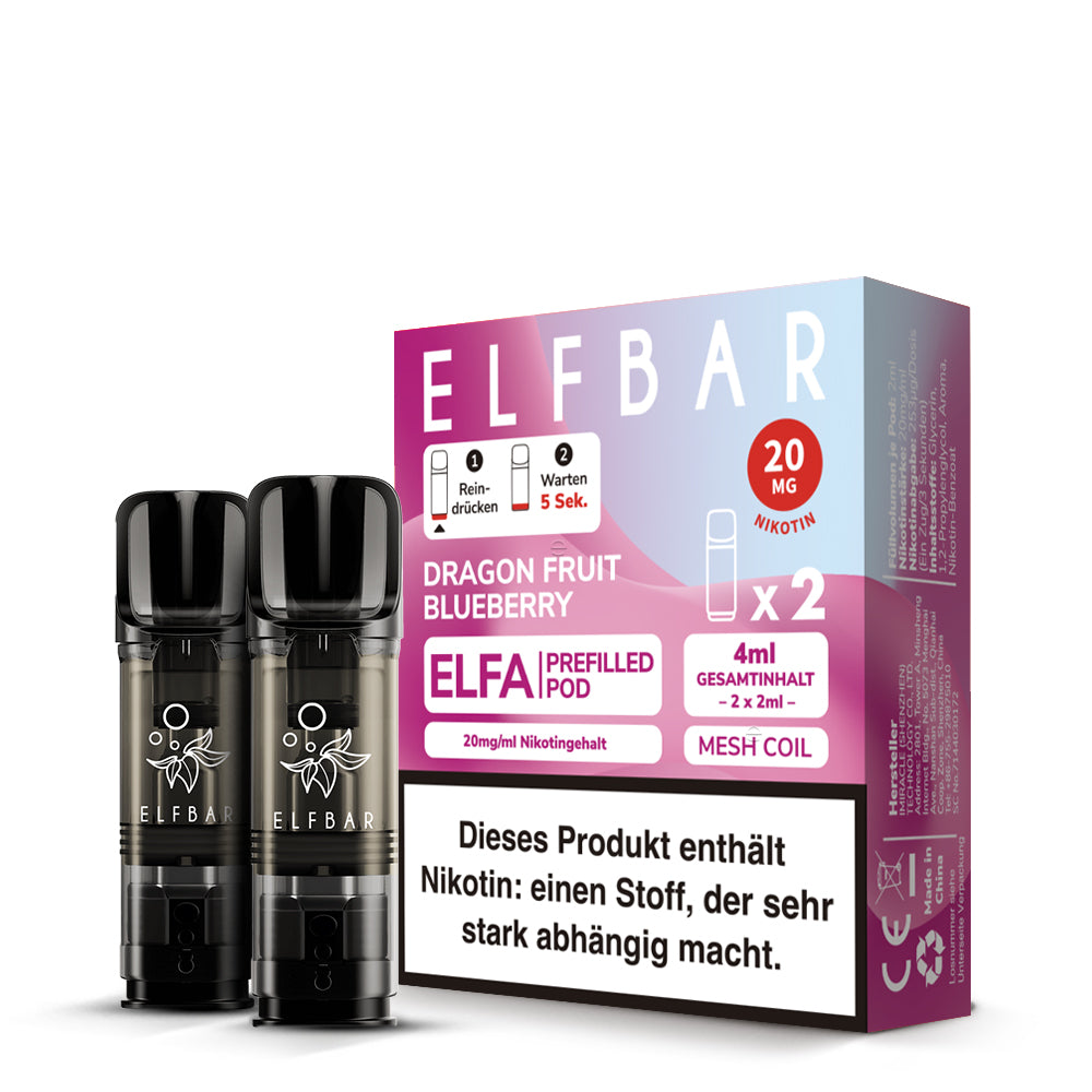 Elfbar Prefilled Pod ELFA Dragon Fruit Blueberry 20mg Nikotin 600