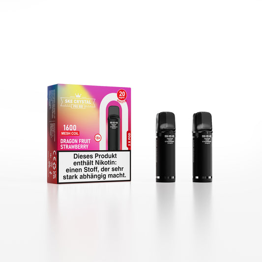 SKE Crystal 800 Pro Pod 2er Pack 20mg Nikotin Dragon Fruit Strawberry