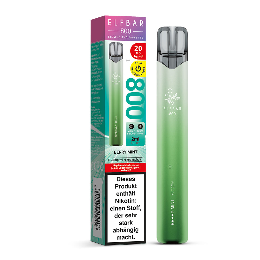 E-Zigarette Elfbar 800 Berry Mint 20mg Nikotin