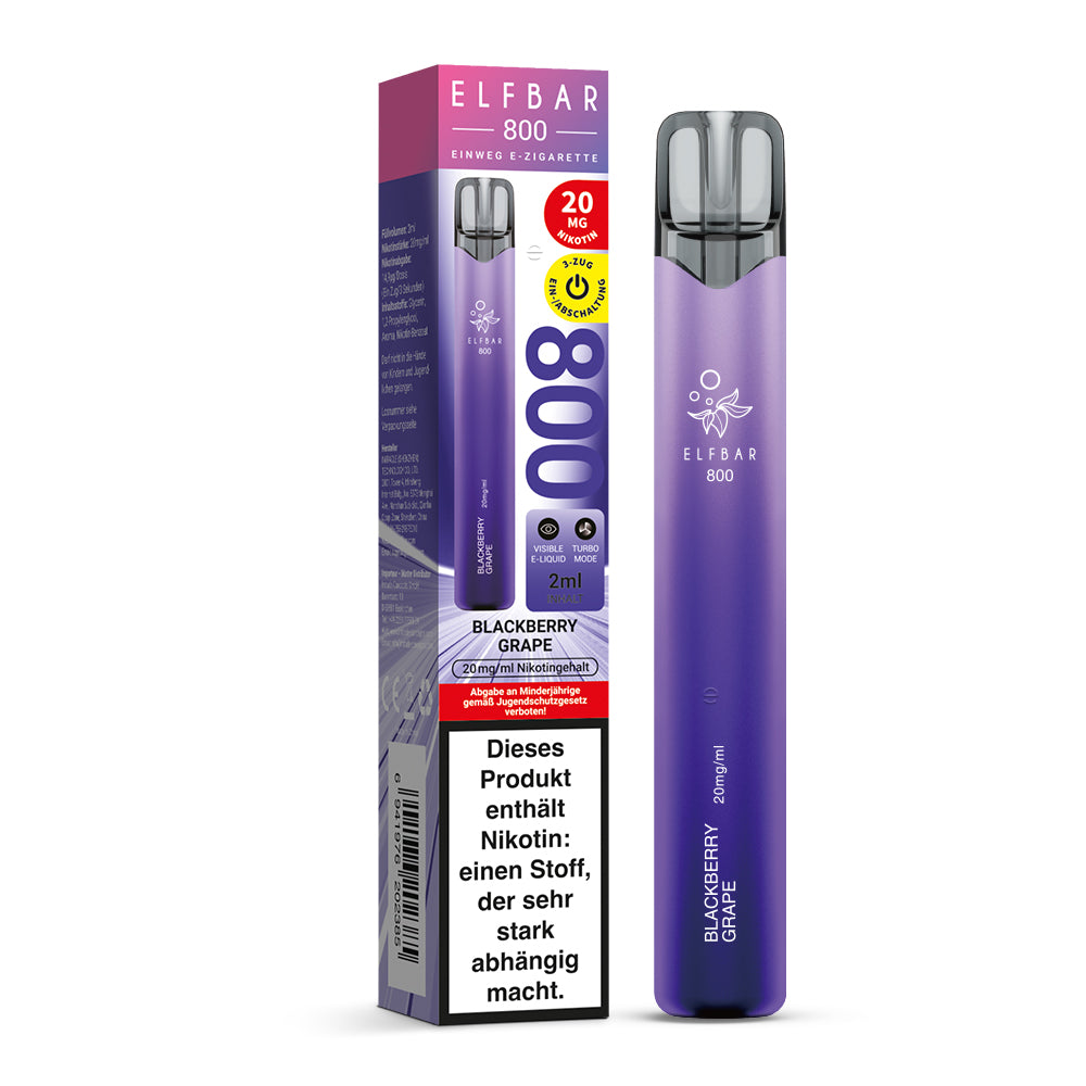 E-Zigarette Elfbar 800 Blackberry Grape 20mg Nikotin
