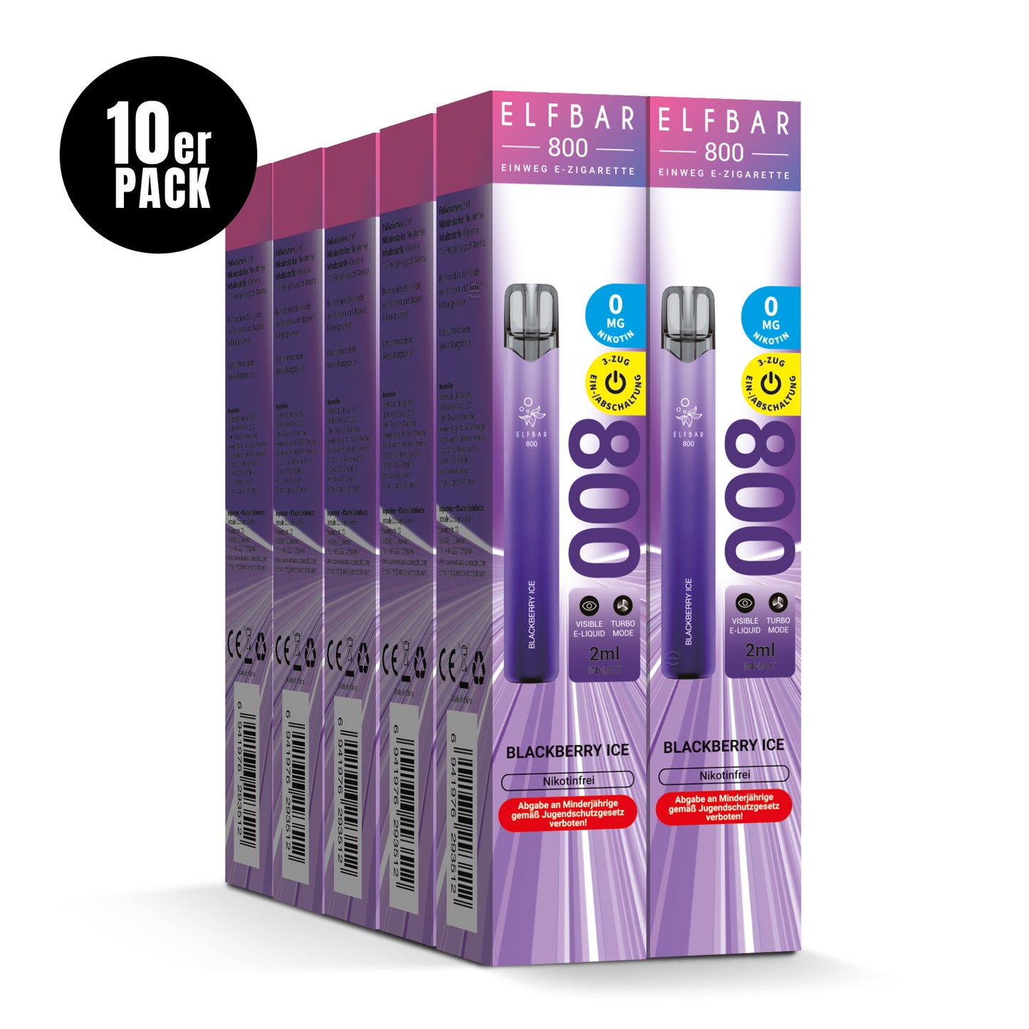 E-Zigarette Elfbar 800 Blackberry Ice 0mg NIKOTINFREI
