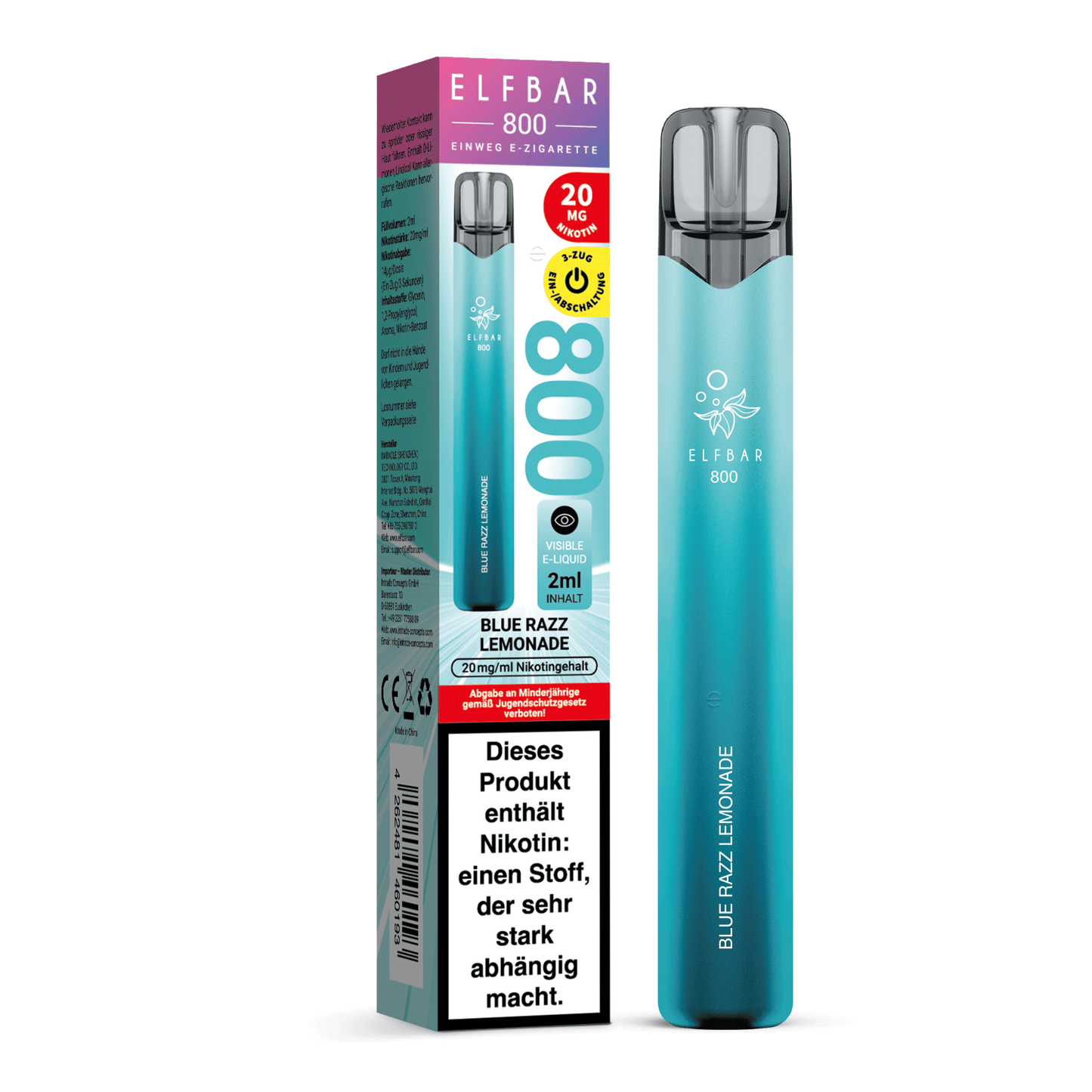E-Zigarette Elfbar 800 Blue Razz Lemonade 20mg Nikotin