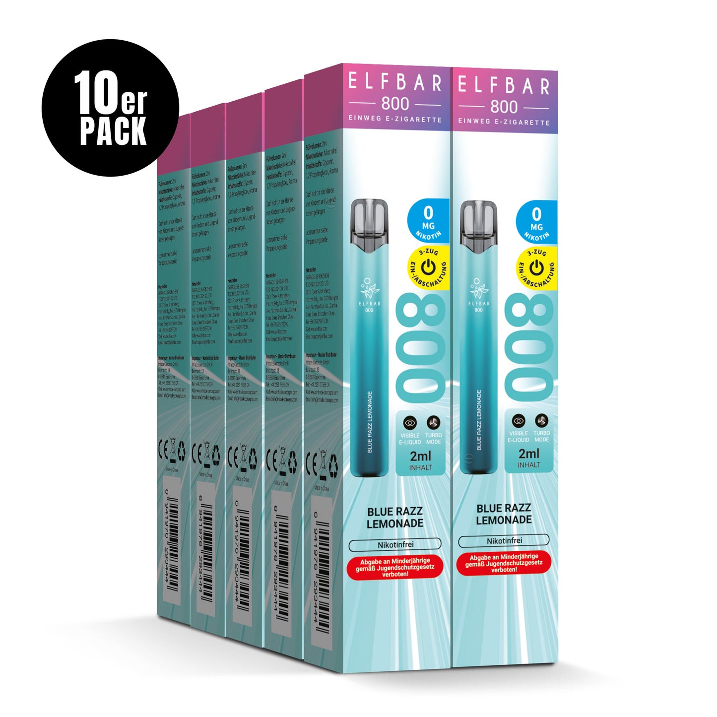 E-Zigarette Elfbar 800 Blue Razz Lemonade 0mg NIKOTINFREI