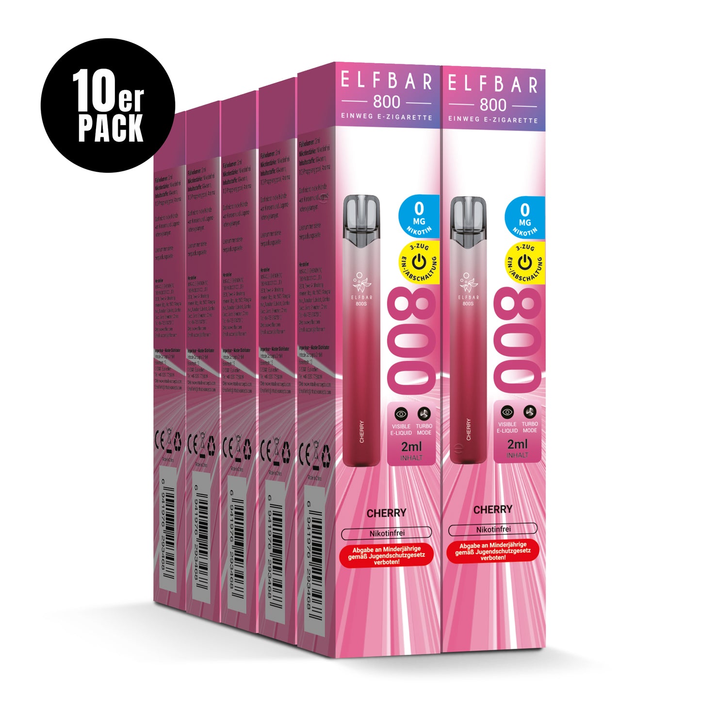 E-Zigarette Elfbar 800 Cherry 0mg NIKOTINFREI