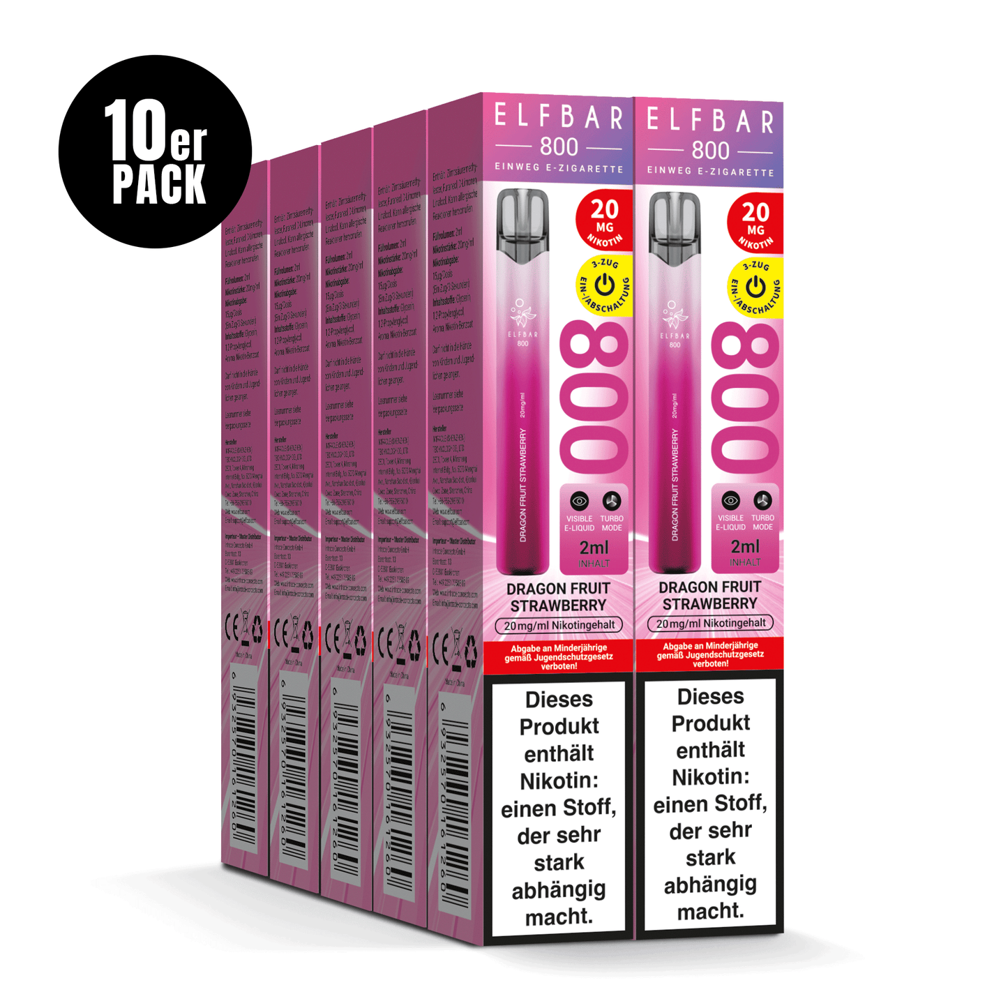 E-Zigarette Elfbar 800 Dragon Fruit Strawberry 20mg Nikotin