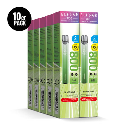 E-Zigarette Elfbar 800 Grape Mint 0mg NIKOTINFREI