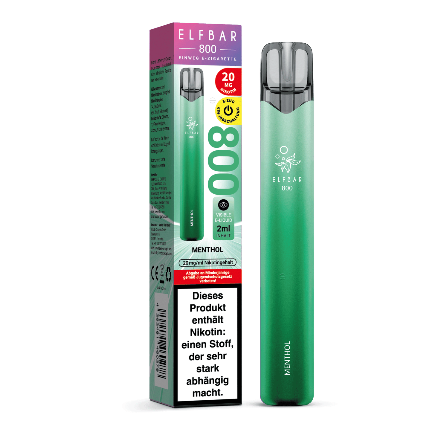 E-Zigarette Elfbar 800 Menthol 20mg Nikotin