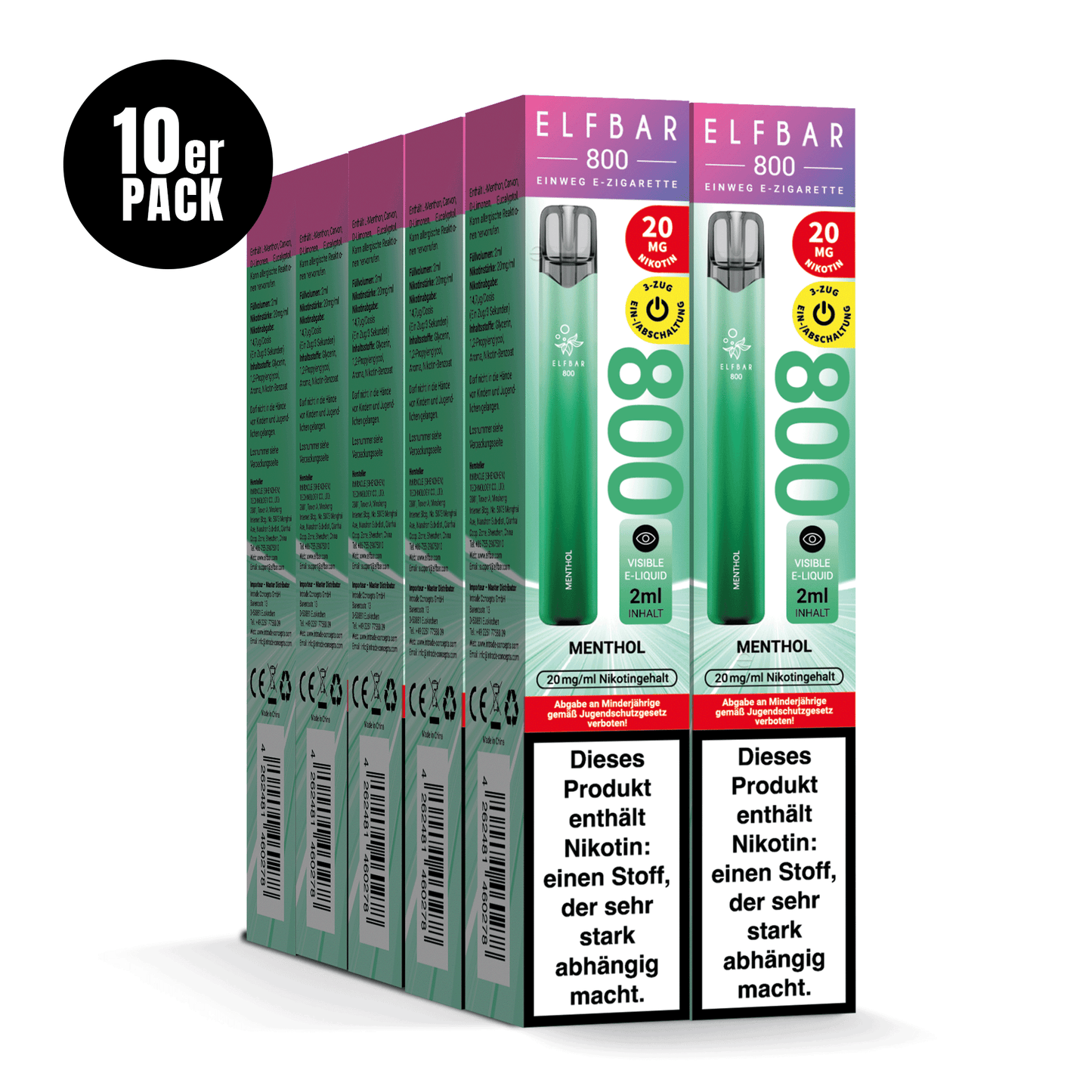 E-Zigarette Elfbar 800 Menthol 20mg Nikotin