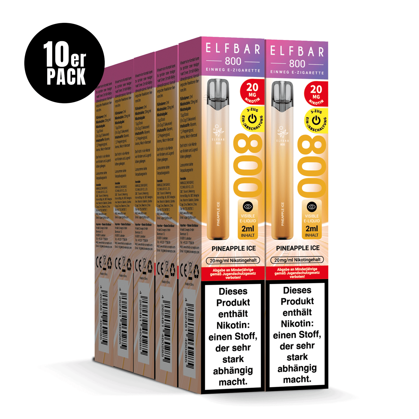 E-Zigarette Elfbar 800 Pineapple Ice 20mg Nikotin