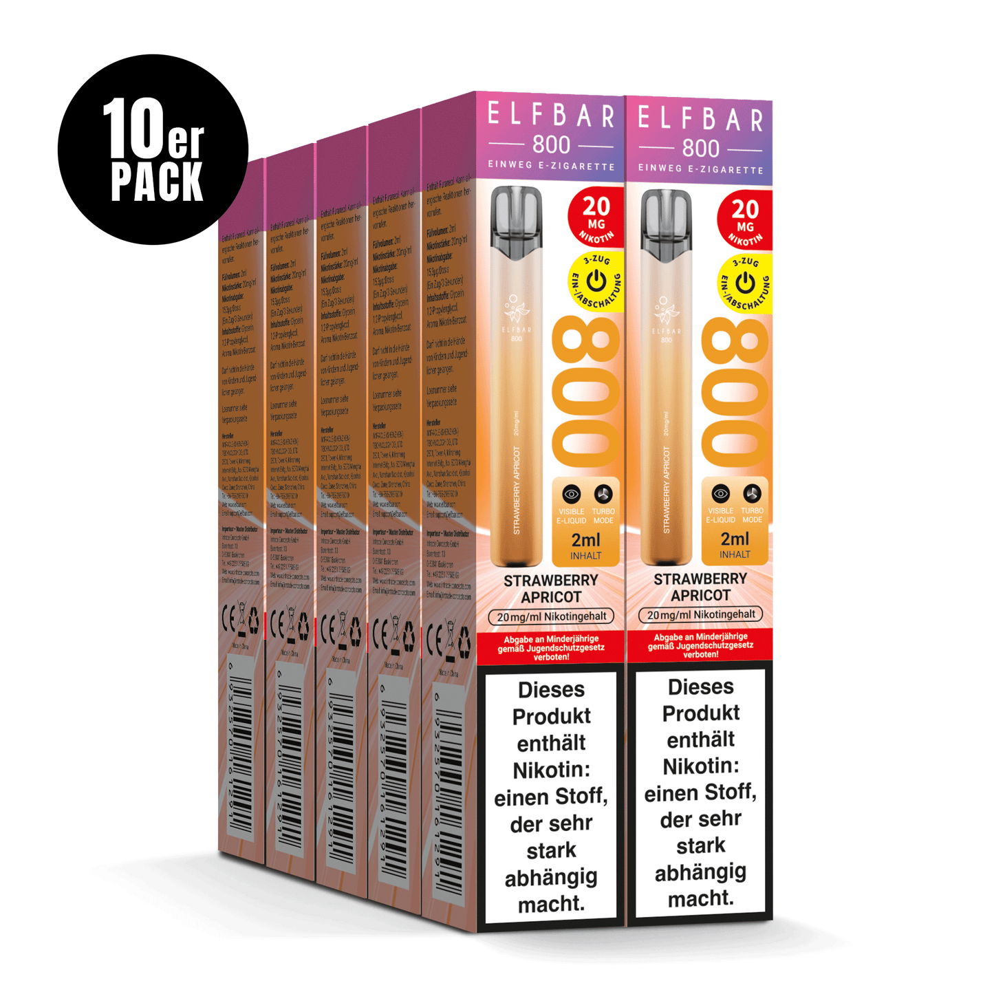 E-Zigarette Elfbar 800 Strawberry Apricot 20mg Nikotin