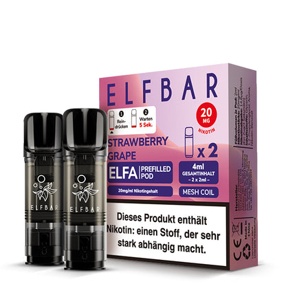 Elfbar Prefilled Pod ELFA Strawberry Grape 20mg Nikotin 600