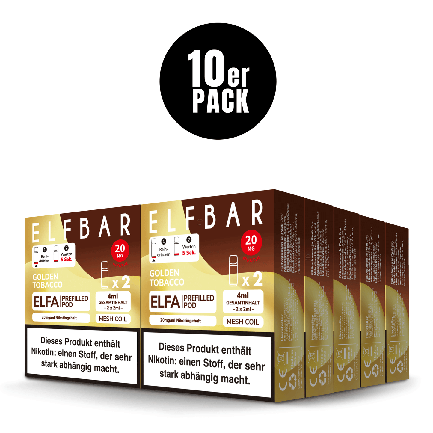 Elfbar Prefilled Pod ELFA Golden Tobacco 20mg Nikotin 600