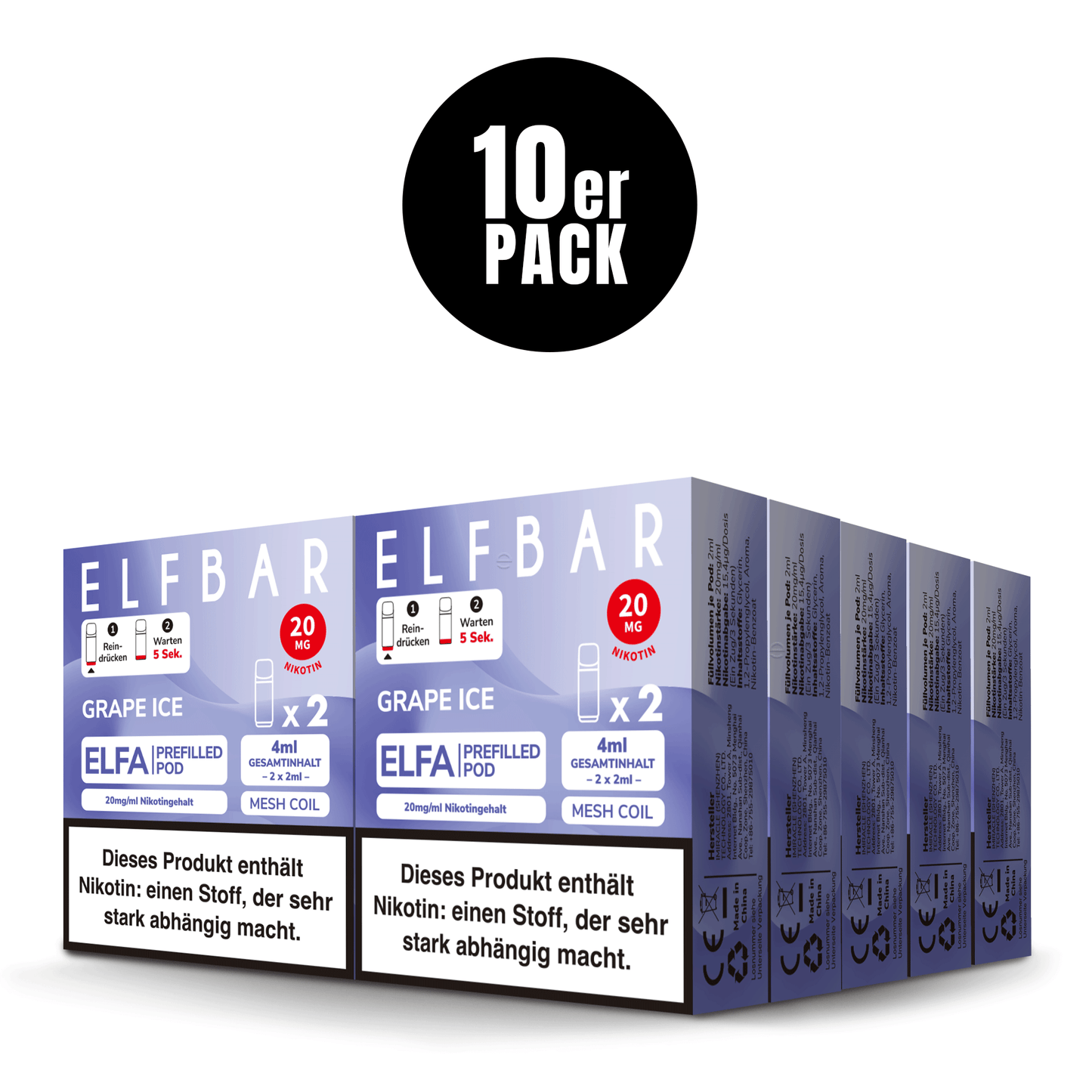 Elfbar Prefilled Pod ELFA Grape Ice 20mg Nikotin 600