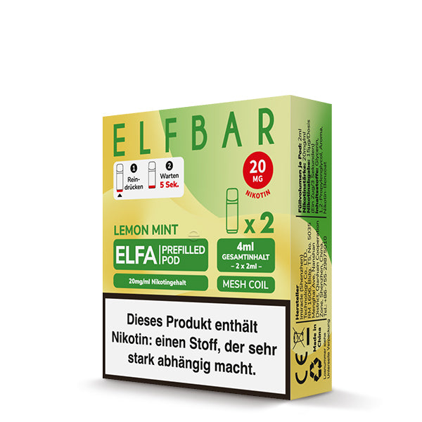 Elfbar Prefilled Pod ELFA Lemon Mint 20mg Nikotin 600