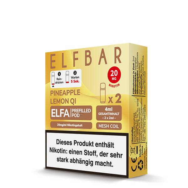 Elfbar Prefilled Pod ELFA Pineapple Lemon QI 20mg Nikotin 600