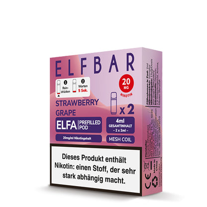 Elfbar Prefilled Pod ELFA Strawberry Grape 20mg Nikotin 600