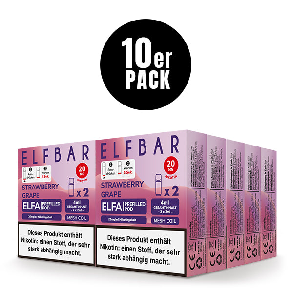 Elfbar Prefilled Pod ELFA Strawberry Grape 20mg Nikotin 600