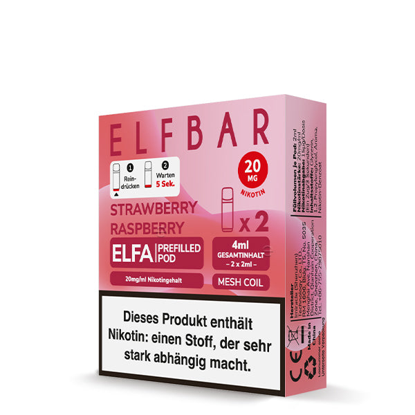 Elfbar Prefilled Pod ELFA Strawberry Raspberry 20mg Nikotin 600