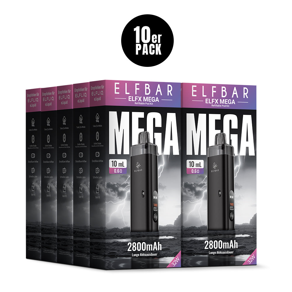 Elfbar ELFX MEGA Refillable Pod Kit 0.6 Ohm Black