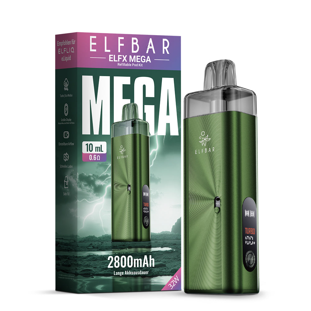 Elfbar ELFX MEGA Refillable Pod Kit 0.6 Ohm Green