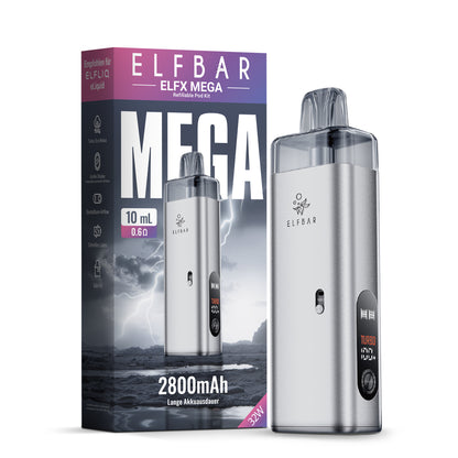 Elfbar ELFX MEGA Refillable Pod Kit 0.6 Ohm Silver