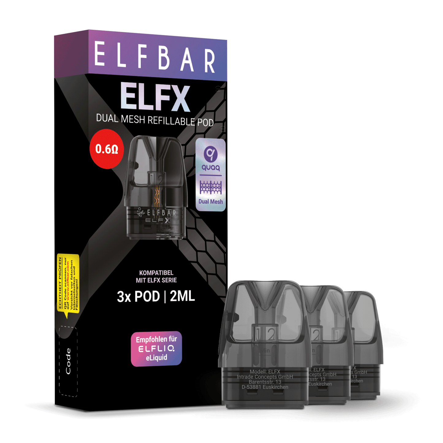 ELFBAR ELFX Refillable Pod 3er Pack  (Leer Pod) Ohm: 0.6