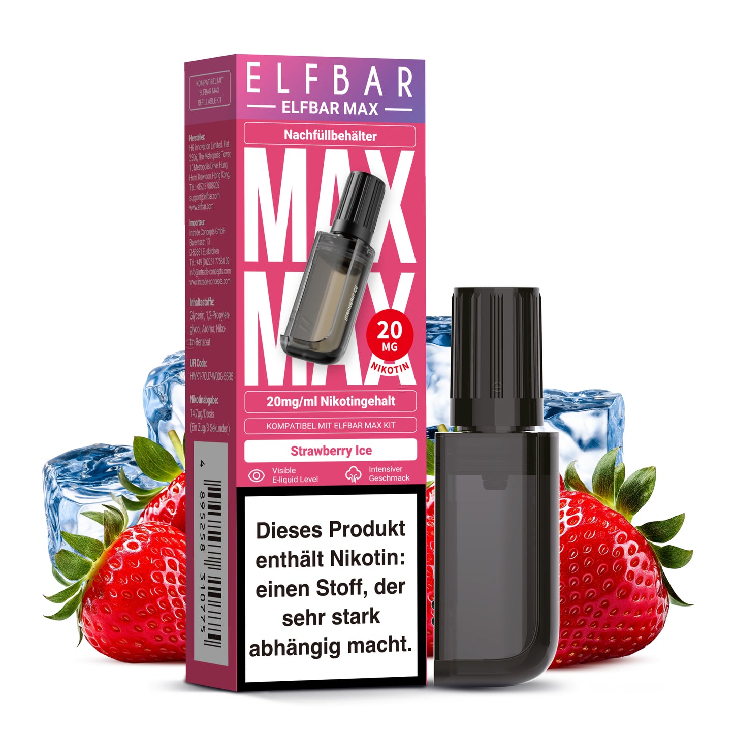 Elfbar Max Refill Container Strawberry Ice 20mg Nikotin 10ml Liquid