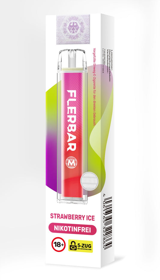 E-Zigarette Flerbar Strawberry Ice 0mg Nikotinfrei 600